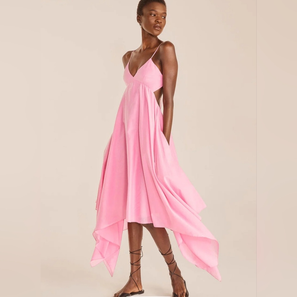 NWT Rebecca Taylor Pink Flamingo Handkerchief Hem Dress - 12